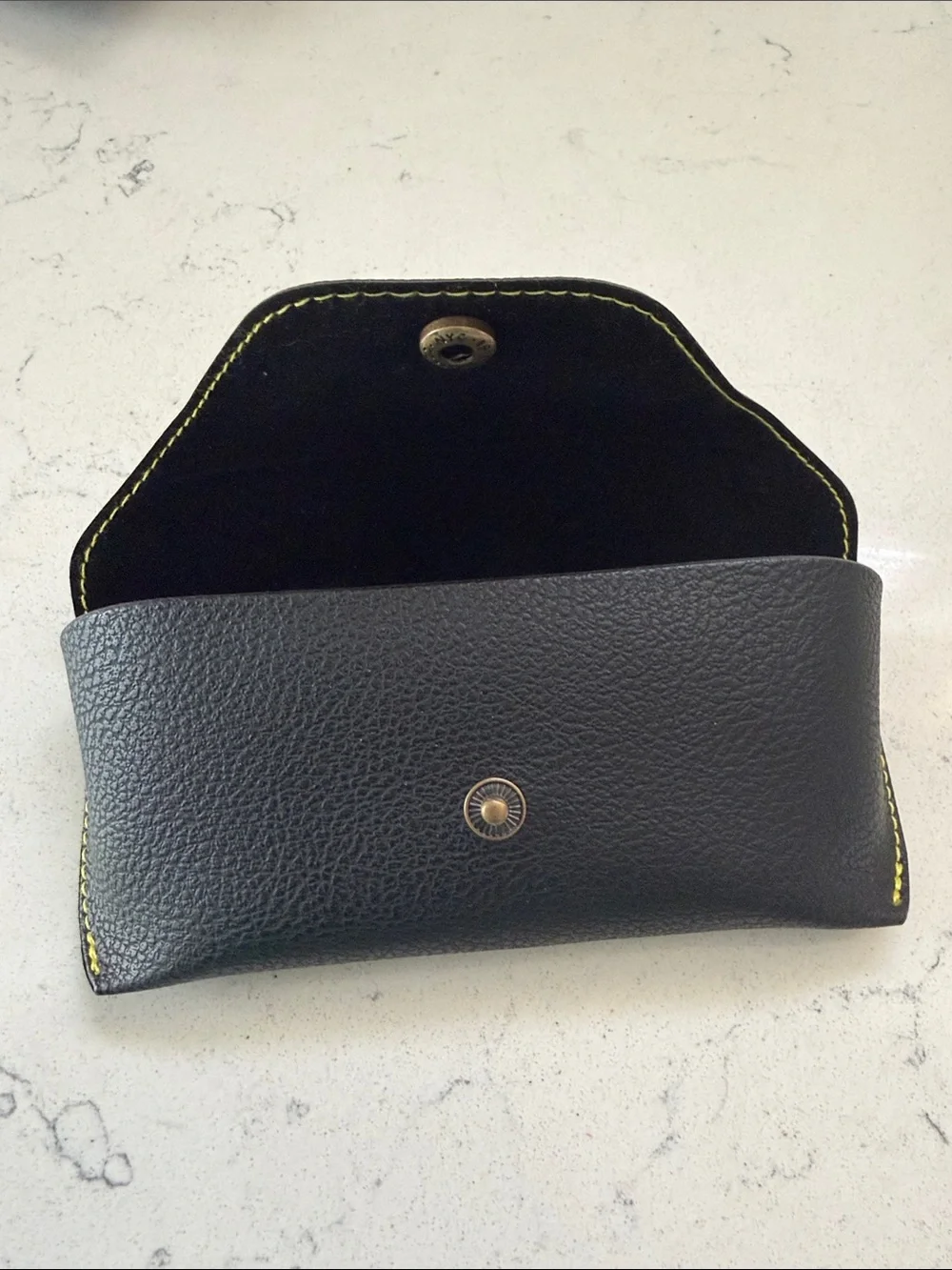Authentic MOSCOT NYC Black Eyeglass Case Yellow Stitching Snap Closure Case Only